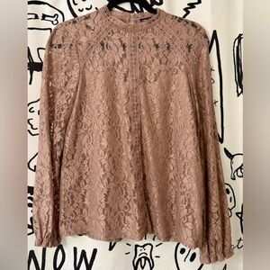 Cable & Gauge Lace Blouse - Blush